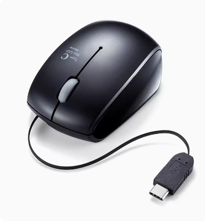 SANWA可伸缩typec有线鼠标苹果笔记本电脑ipad平板手机usb c滑鼠